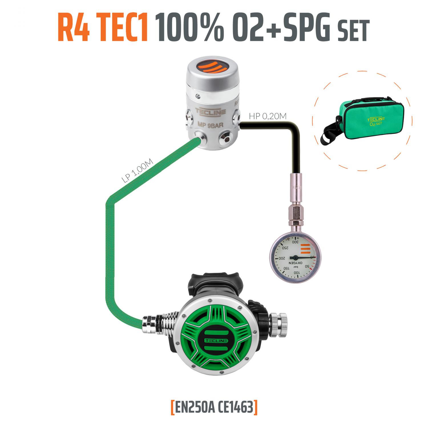 Tecline Regulátor R4 Tec1 100% O2 Stage Set S Manometrem