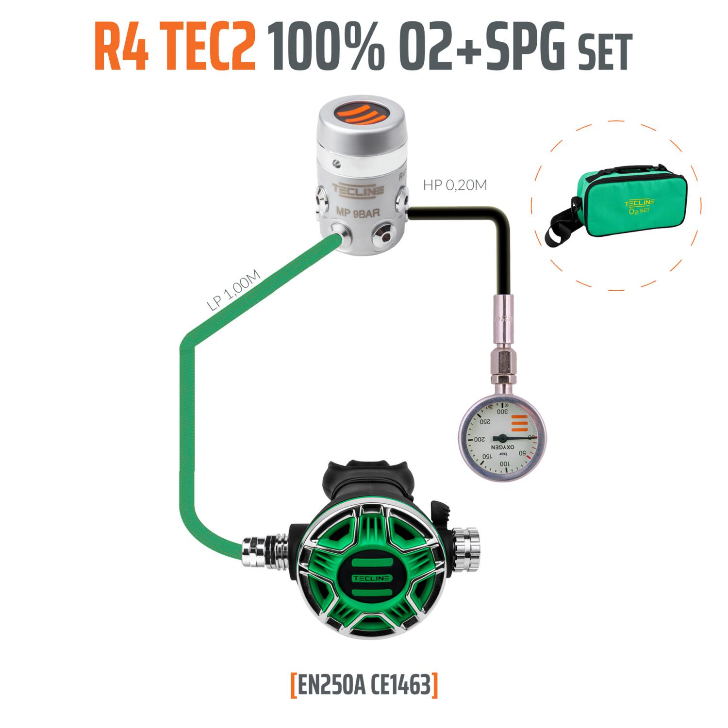 Tecline Regulátor R4 Tec2 100% O2 Stage Set S Manometrem